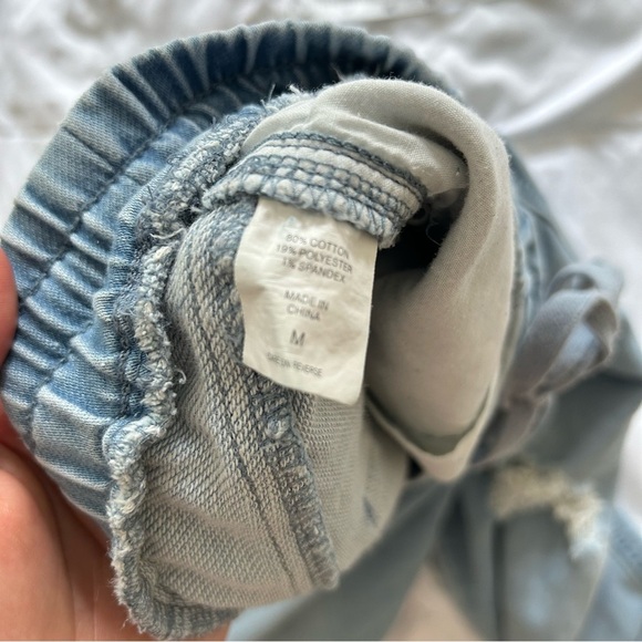 New York and Company Distressed Drawstring Denim Jogger Pants - Picture 6 of 7